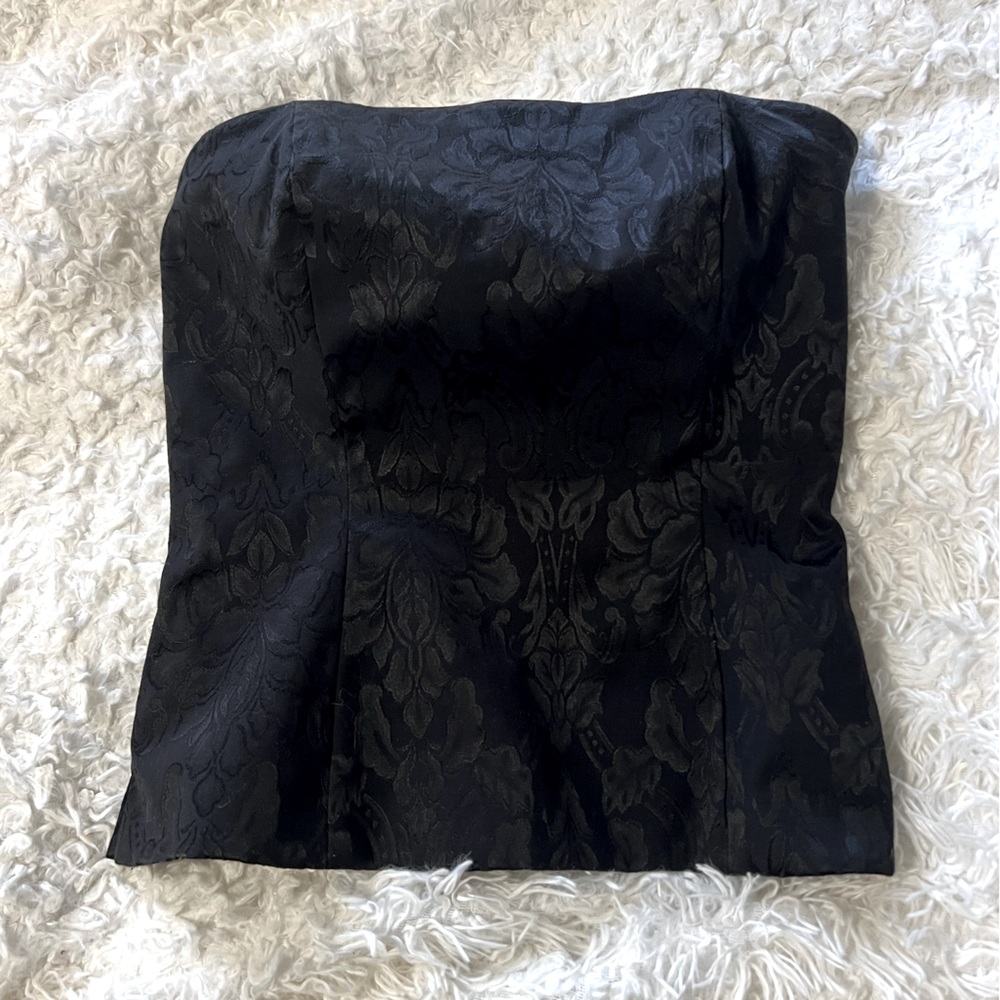 White House Black Market Black Tube Top Embroidered